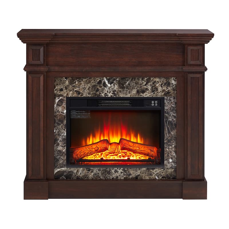 GDFStudio - Hearthstone Traditional Storage Electric Fireplace with Mantel and Realistic LED Flame