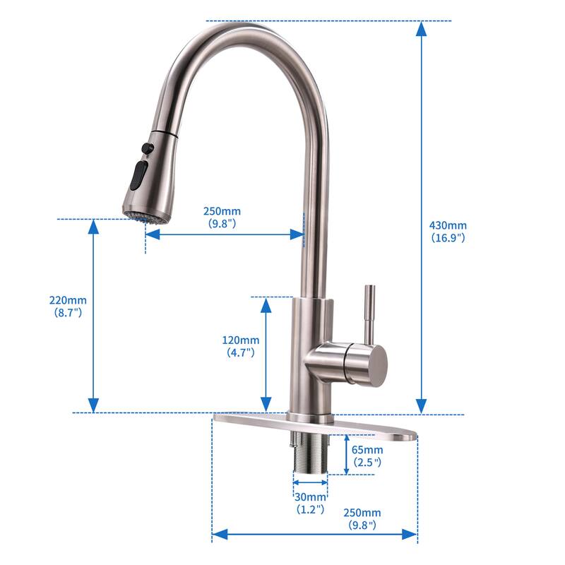 Single-Handle Pull-Down Sprayer Kitchen Faucet with Soap Dispenser