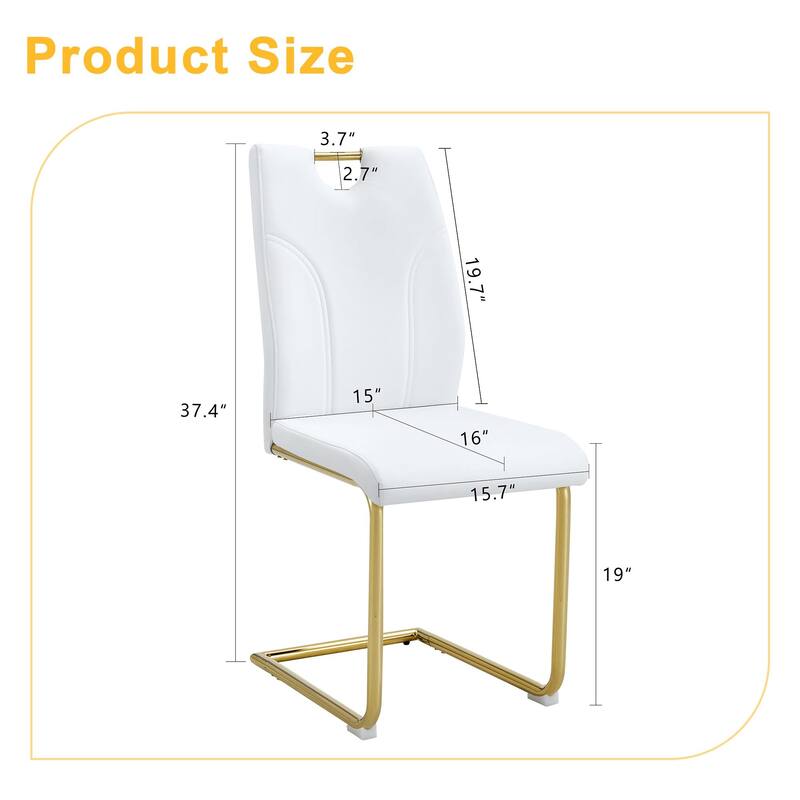 Set of 4 Dining Chairs, PU Material, Paired with Gold Metal Chair Legs. Suitable for Offices, Restaurants, Kitchens