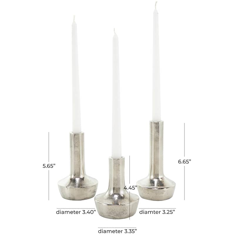 Aluminum Metal Decorative Candle Holder with Rounded Bases - Set of 3 Silver - Roche River Decor
