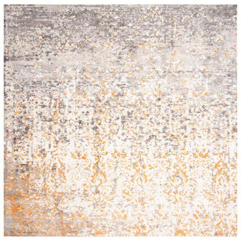 SAFAVIEH Hand-knotted Expression Dagrund Vintage Abstract Viscose Rug - 6' Square - Ivory/Rust