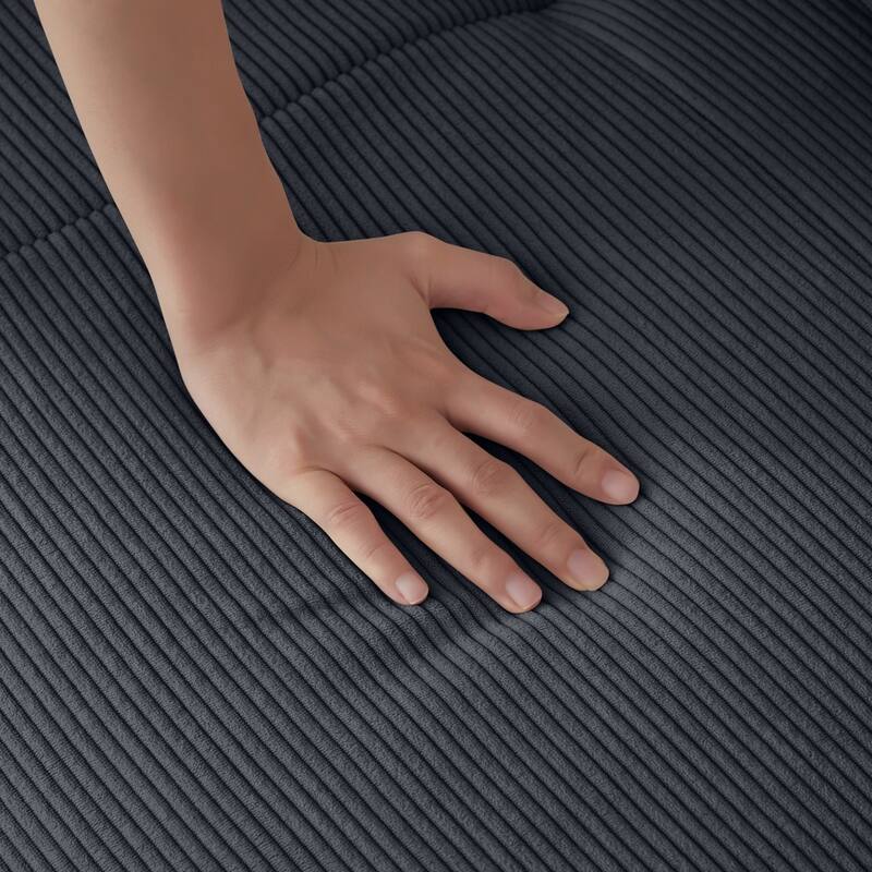 113" Modern L-Shaped Corduroy Modular Sectional Sofa with Movable Ottoman