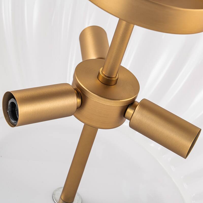 15'' in. W Brass Frosted White Glass Semi Flush Mount Ceiling Light - 15