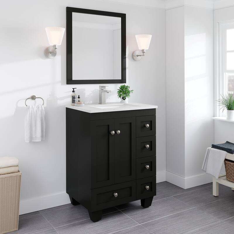 Eviva Acclaim 24"W Bath Vanity with Carrara Quartz Top & Undermount Sink