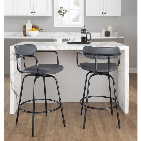 Demi 26in Contemporary FixedHeight Counter Stool With Swivel In Black