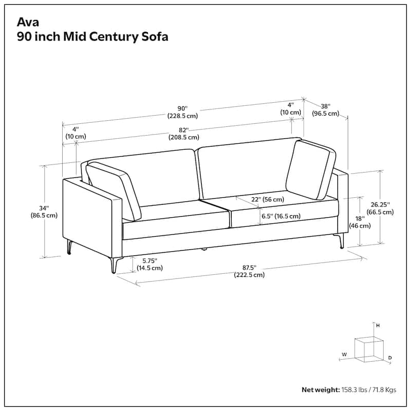 WyndenHall Lana 90-inch Sofa in Tightly Woven Performance Fabric