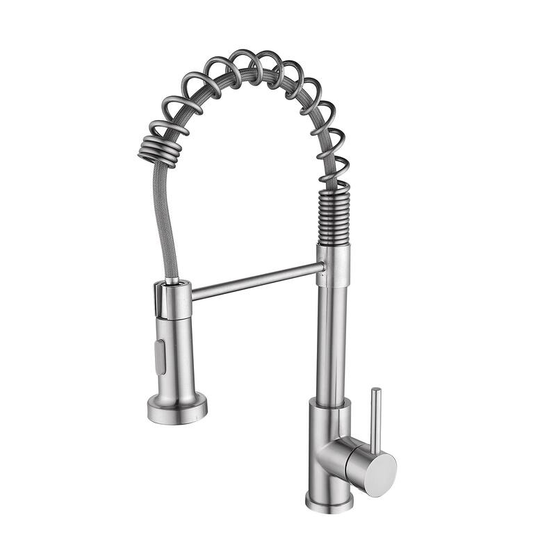 Single Handle Deck Mounted Spring Neck Pull Down Kitchen Faucet