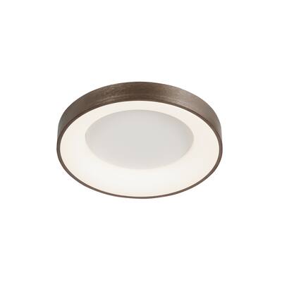EVOLV Acryluxe Sway 15-inch Light Bronze Round LED Flush Mount Light with Opal Acrylic