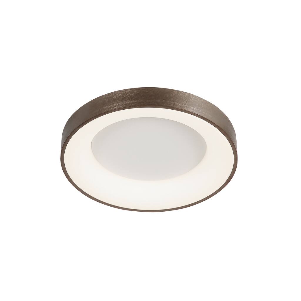 EVOLV Acryluxe Sway 15-inch Light Bronze Round LED Flush Mount Light with Opal Acrylic