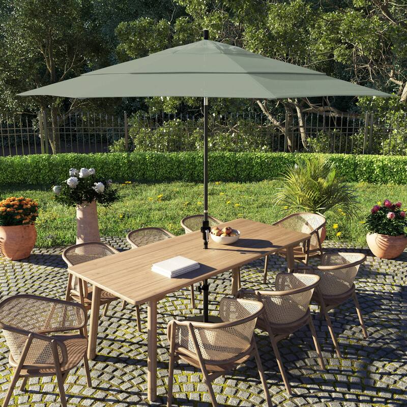 California Umbrella 11' Rd. Alum/Fiberglass Rib Patio Umb,Crank Lift/Collar Tilt, Dbl Wind Vent, Black Finish, Sunbrella Fabric - Spa