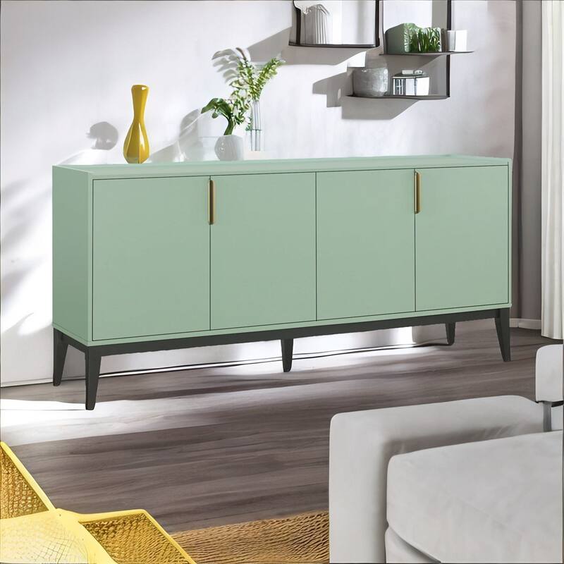 Storage Cabinet Sideboard Wooden Cabinet w/ 4 Doors，Adjustable Shelf