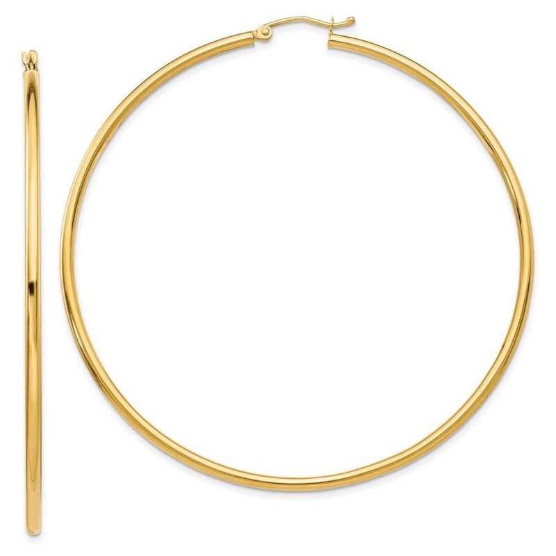 Curata 10k Yellow Gold Polished 2.5mm Solid Round Hoop Earrings - 20mm - 60mm