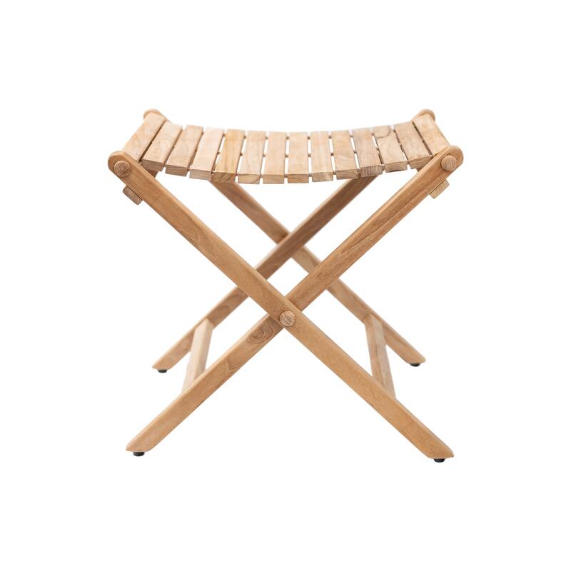 Nordic Style Teak Folding String Seat - Beige