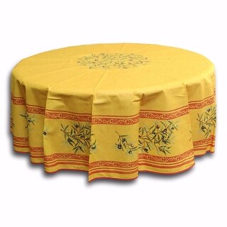 Overstock French Provencal Acrylic Coated Cotton Rectangular Tablecloth Round Yellow Sunflower Salmon Peach Poppy Off White Roses 71 Inch Round Yellow From Overstock Com Daily Mail