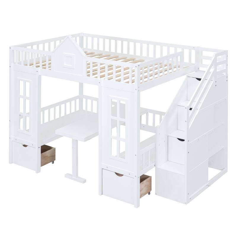Pine Bunk Bed with Storage