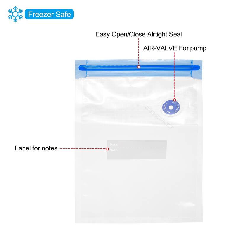10pcs Sous Vide Bags Reusable Vacuum Food Storage Zipper Bags 22cm x 16cm - White