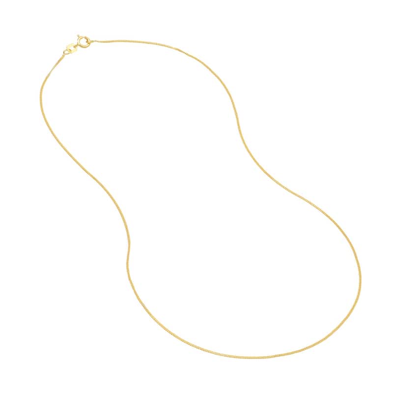 Curata 14k Yellow Gold 0.9mm Curb Chain Necklace 5mm (Spring Ring)