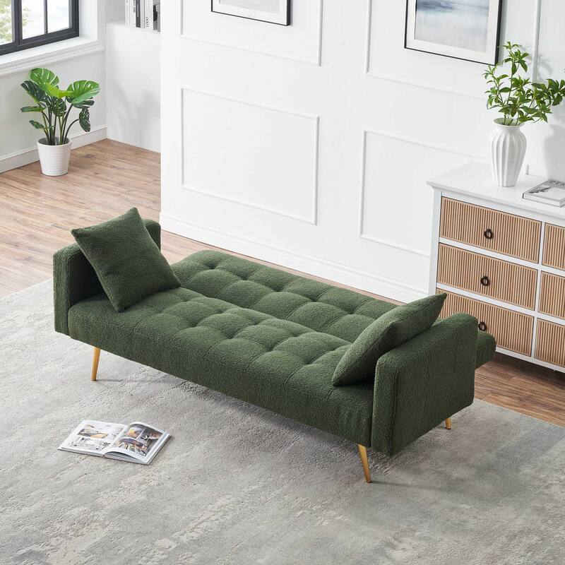 71.7" Teddy Velvet Sofa Bed with Two Deluxe Cushions
