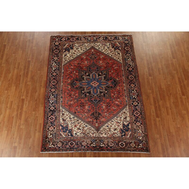 Traditional Vegetable Dye Heriz Persian Area Rug Wool Hand-knotted - 7'0" x 9'7"