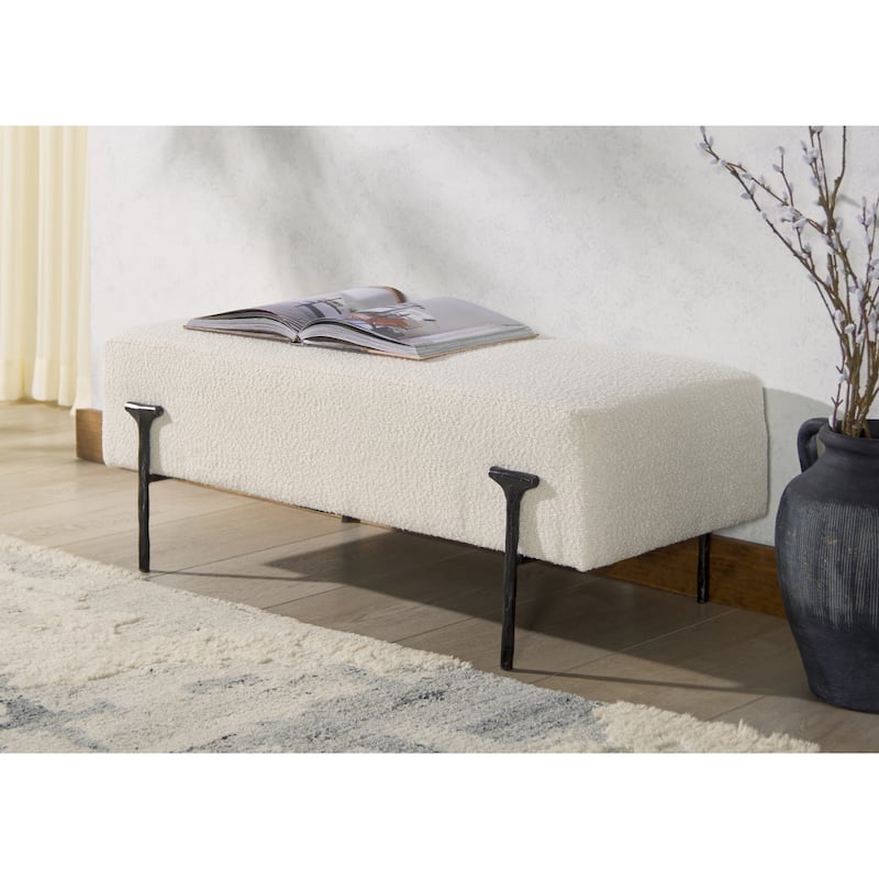 SAFAVIEH Couture Jessa Rectangular Bench - 36"W x 17"D x 14"H - Ivory/Black
