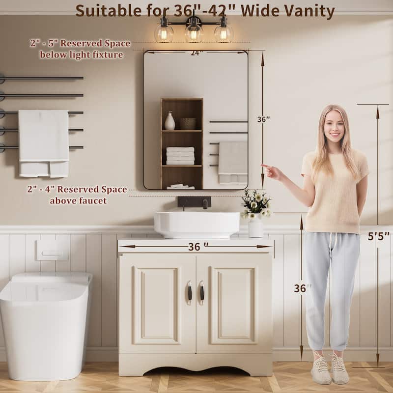 Modern Rounded Rectangle Stainless Steel Frame Wall Mirror