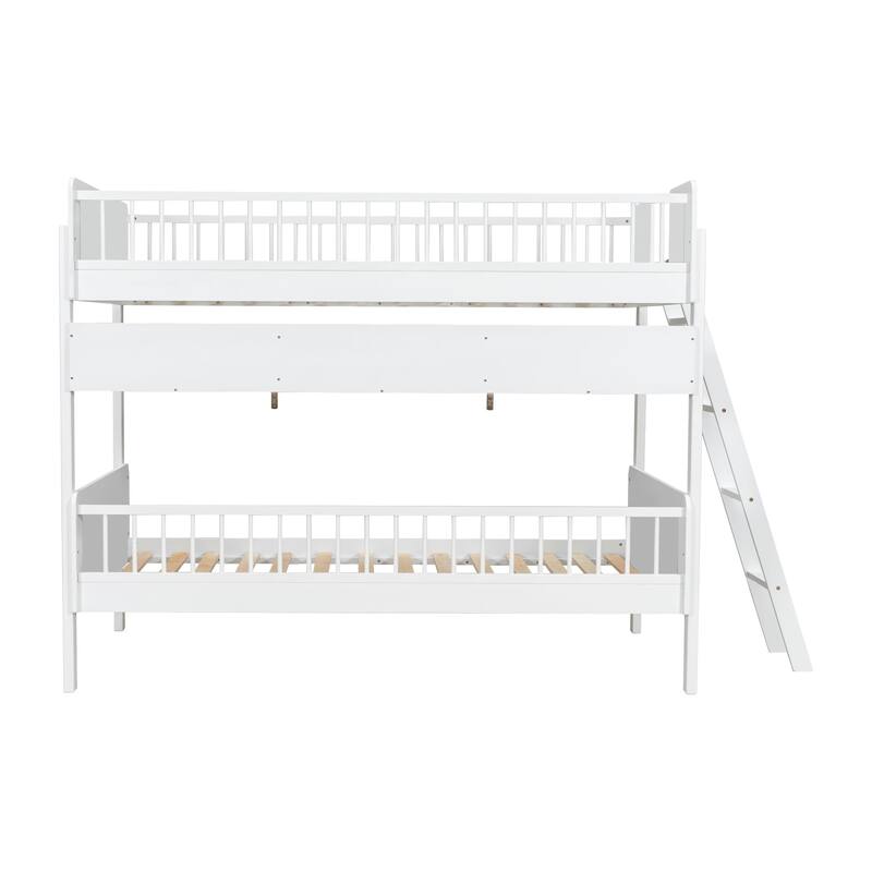 Roomfitters Twin Over Twin Bunk Bed with 3 Storage Shelves and Interchangeable Ladder