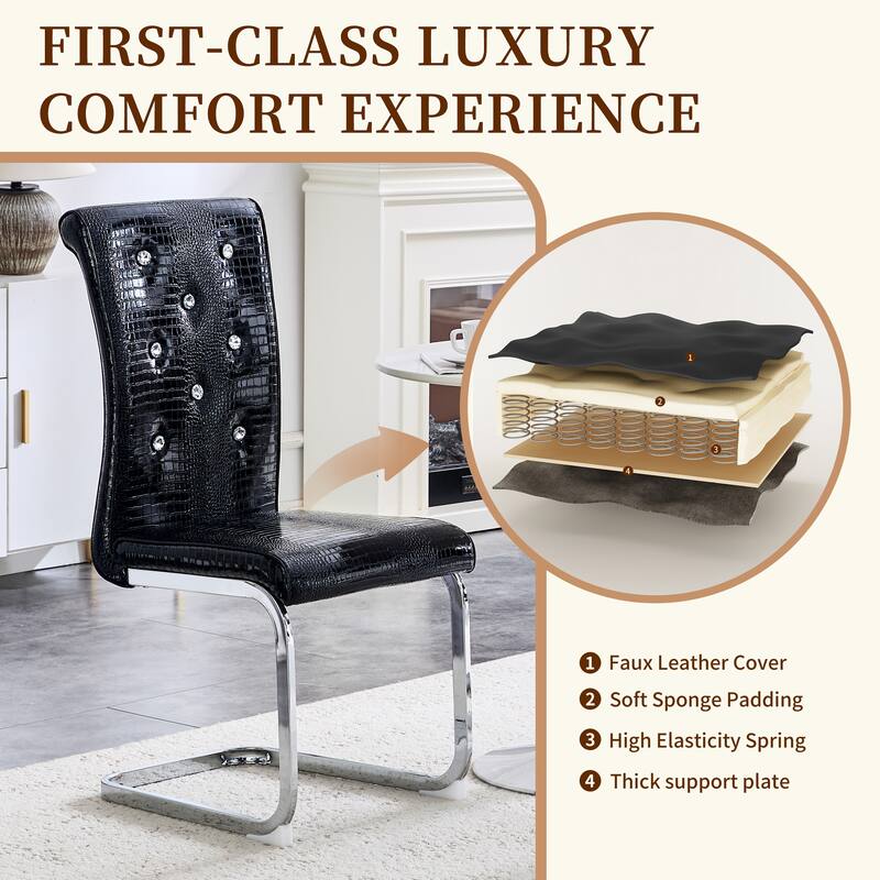 Dining Chair Black Silver Side Chair Kitchen Chair Leisure Chair Lounge Chair Office Chair Armless Chair with Metal Legs