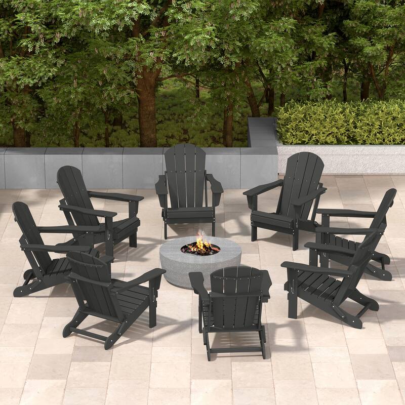 Laguna Hdpe All Weather Outdoor Patio Foldable Adirondack Chairs (Set Of 8)