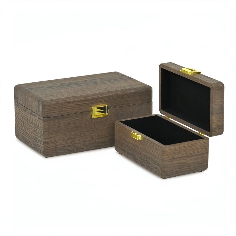 Sable Set of 2 Wooden Boxes with Gold Handles
