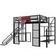 preview thumbnail 6 of 18, Full Size Metal Loft Bed with Desk,Wardrobe,Basketball Hoop and Slide