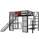 preview thumbnail 20 of 22, Industrial Full Size Loft Bed with Basketball Hoop, Slide & Stairs, Heavy Duty Metal Loft Bed Frame with Shelf, Desk & Wardrobe