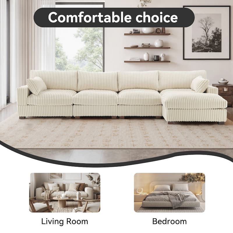 Oversized Plush Modular Sectional Sofa Couch with Ottoman