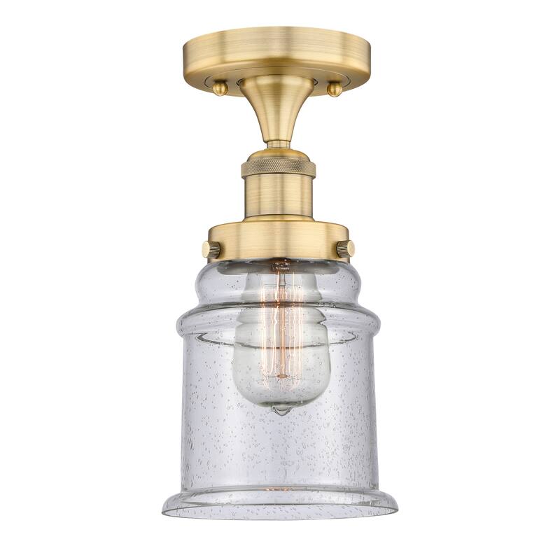 Innovations Lighting Edison Canton - 1 Light 6" Semi-Flush Mount - Brushed Brass/Seedy