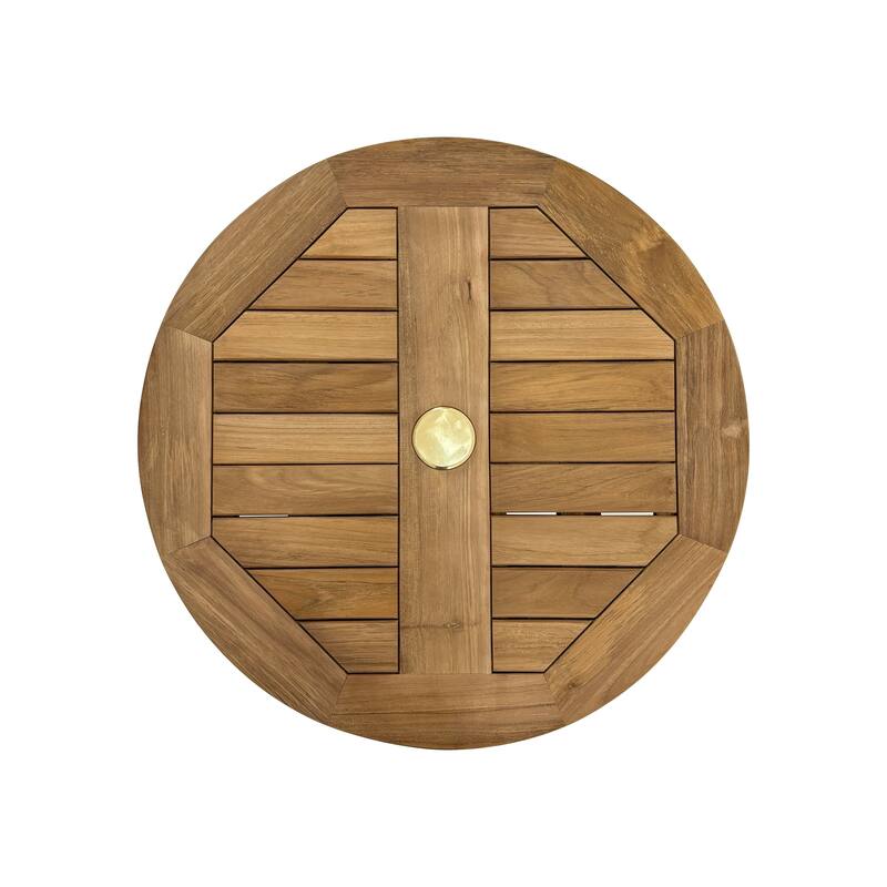 Nordic Teak Natural Lazy Susan (With Umbrella Hole) - 24" - 24" x 24"