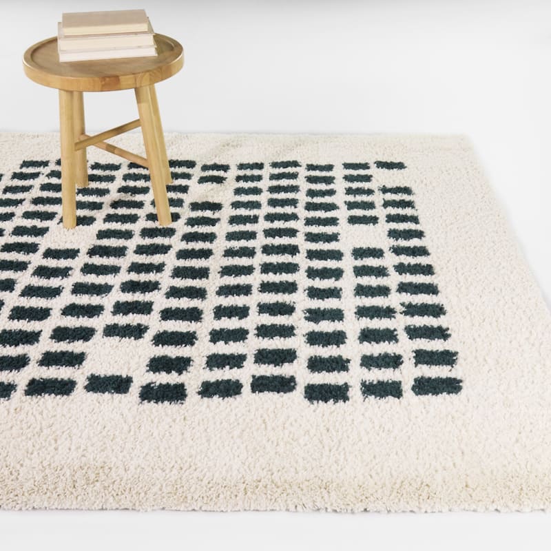 Thaddeus Geometric Shag Area Rug - Green - 7'10" x 10'