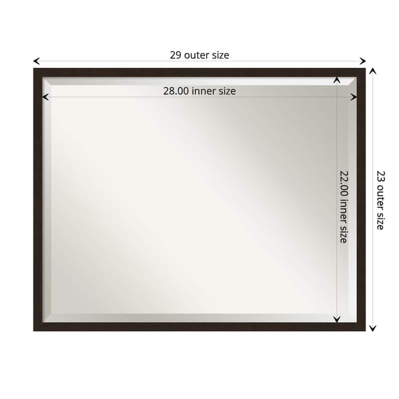 Beveled Wood Bathroom Wall Mirror - Carlisle Espresso Narrow Frame - Carlisle Espresso Narrow - Outer Size: 29 x 23 in