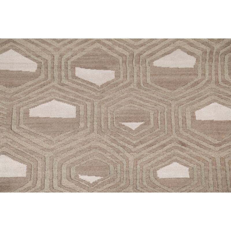 All-Over Modern Area Rug Handmade Wool Carpet - 8'1"x 9'8"