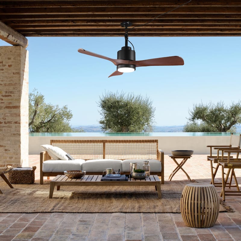 42" Classic Black Waterproof Wet Outdoor Smart Ceiling Fan with Light and APP Control