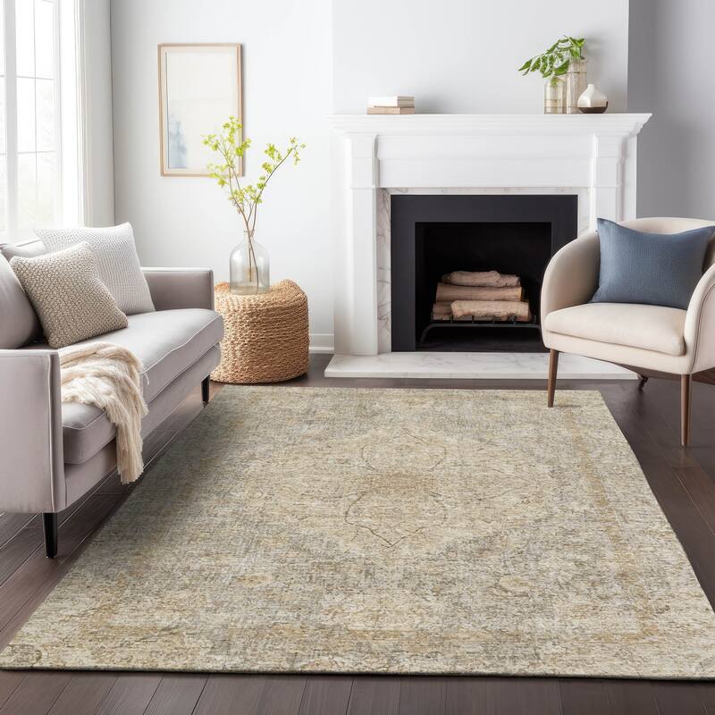 Machine Washable Indoor/Outdoor Traditional Global Chantille Rug
