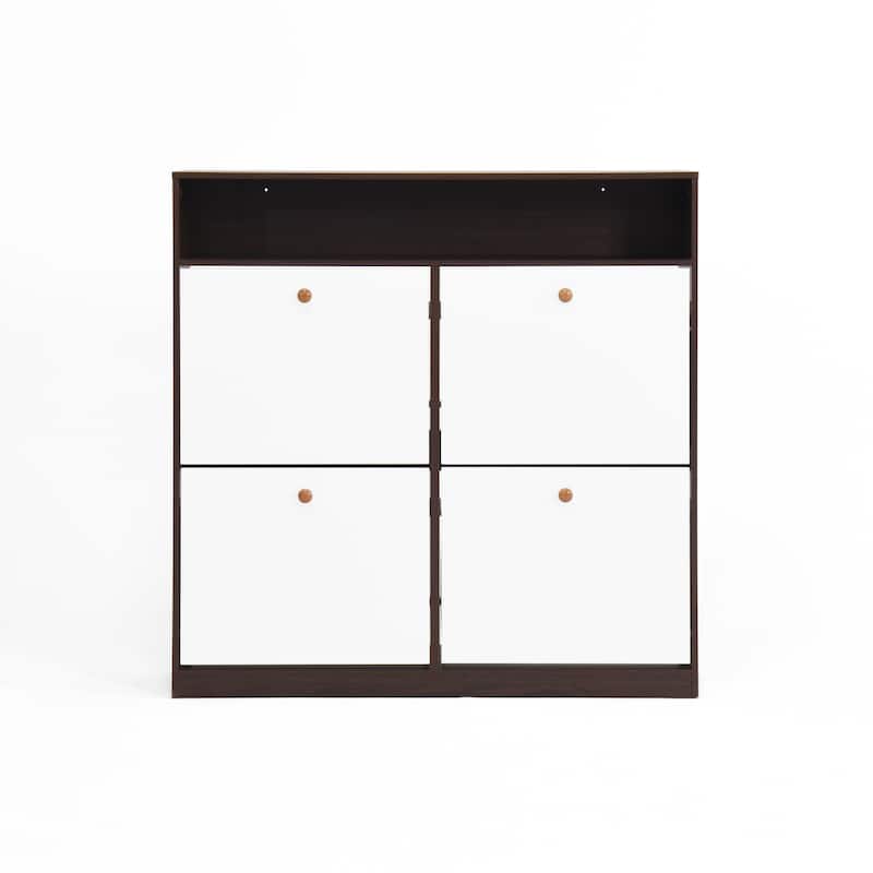 Shoe Storage Cabinet with 4 Flip Drawers, Freestanding Shoe Rack Organizer Cabinet, Shoe Cabinet with Adjustable Compartments