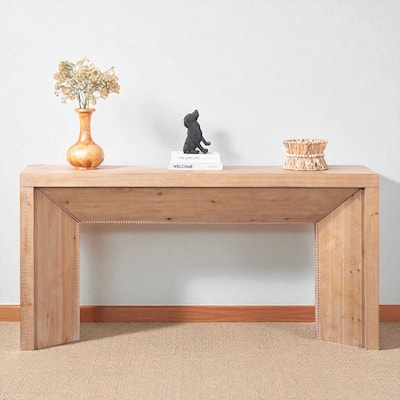 62" Rustic Console Table with Solid Engineered Wood, Narrow Entryway Table with Minimalist Design and Storage Space