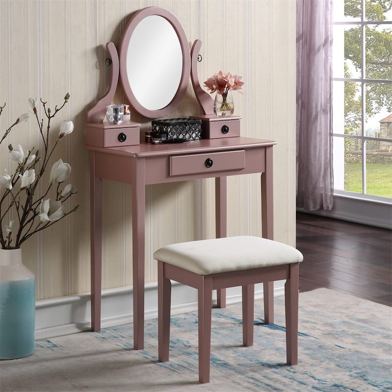 Makeup Vanity Table and Stool Set