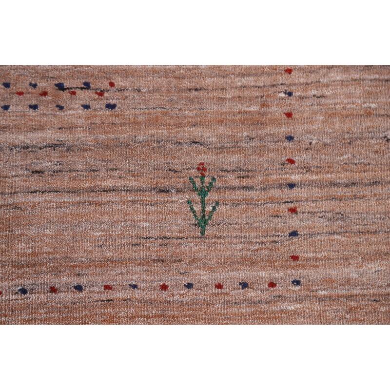 Striped Orange Gabbeh Oriental Area Rug Handmade Wool Carpet - 8'0"x 9'9"