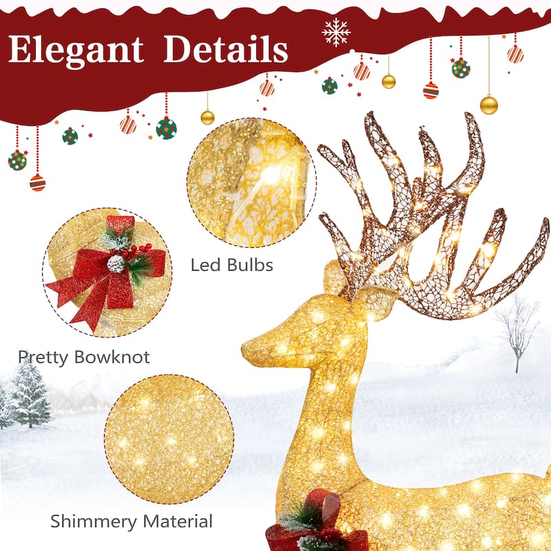 Futzca Christmas Light Holiday Reindeer & Sleigh
