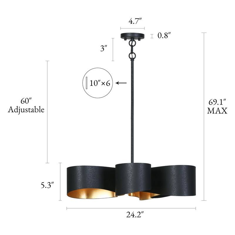 Modern Farmhouse 5-Light Chandelier Metal Wheel Light for Dining Living Room - D24.2" x H5.3"