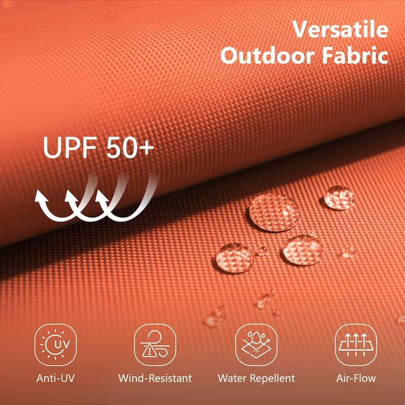 MAISON ARTS 13ft Double-Sided Outdoor Umbrella, 2-Tier Vented Market Umbrella with Colored Lights and Base