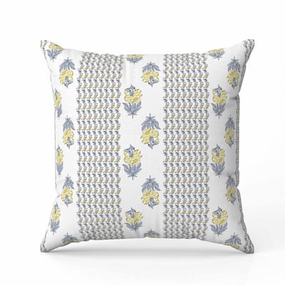 Anemone Artistry Faux Suede Reversible Throw Pillow Grey and Yellow
