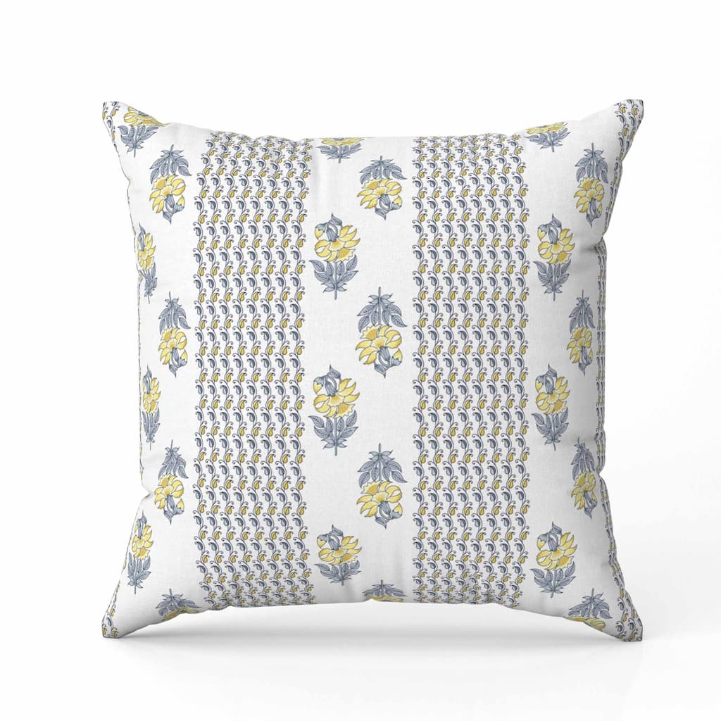 Anemone Artistry Indoor/Outdoor Reversible Throw Pillow Grey and Yellow
