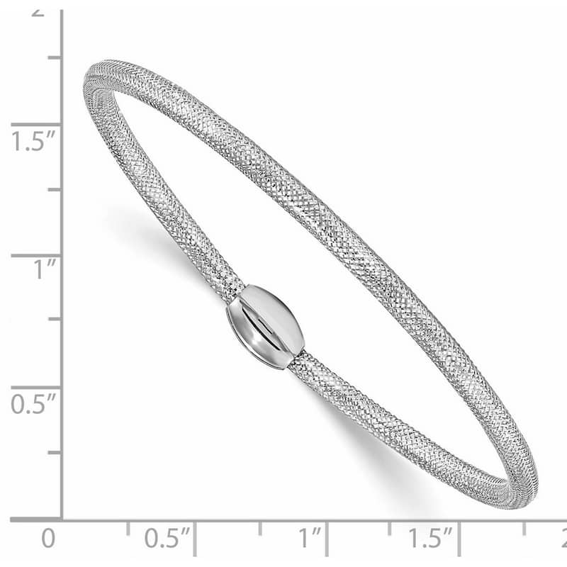 Curata 14k White Polished Mesh Stretch Bracelet
