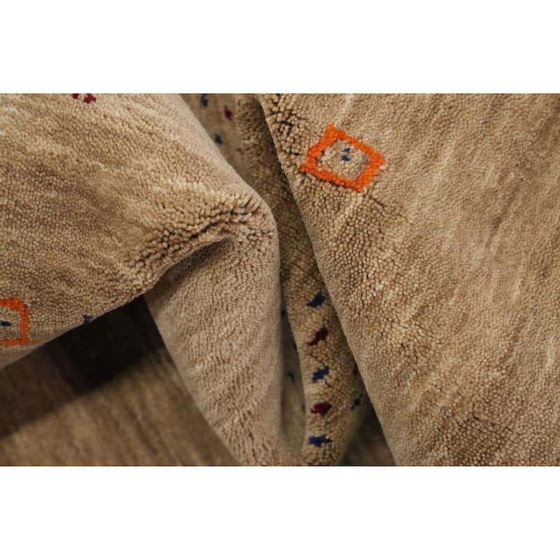 Hand Knotted Oriental 100% Wool Carpet Tribal Animal Pictorial Brown Gabbeh Area Rug - 9' 6'' X 9' 10''